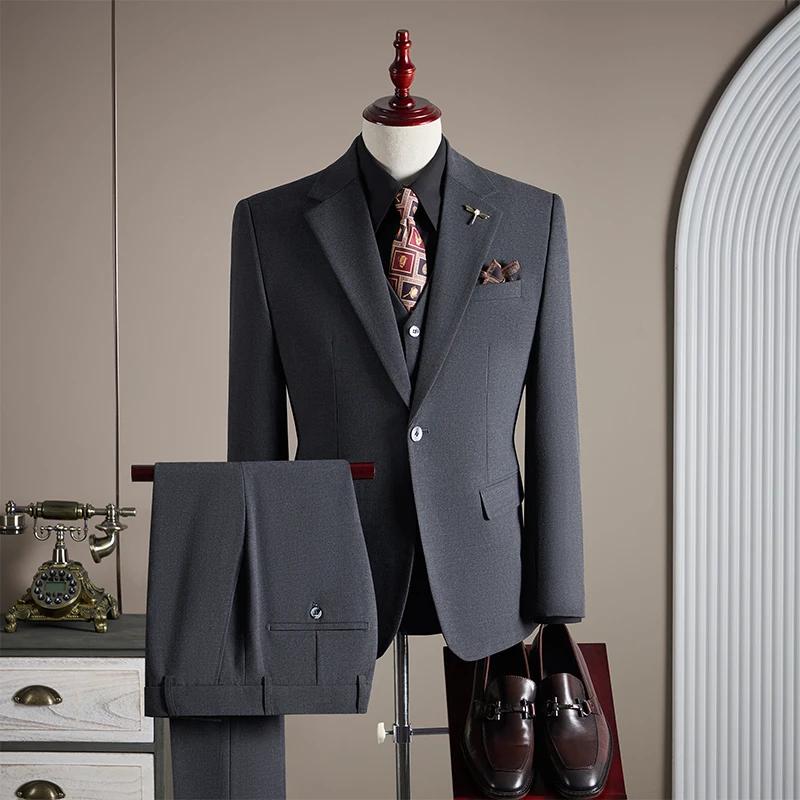 Ensemble de costume de couleur unie pour hommes, de haute qualité, à la mode et élégant, grande tail
