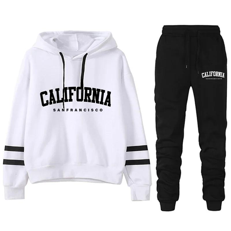 California Womens Survêtement Casual Stripe Polyvalent Sweat à capuche ou pantalon ou costume Simpli