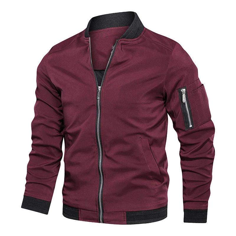 Veste bombardier légère et décontractée pour homme, coupe-vent de sport, manteau à fermeture éclair 