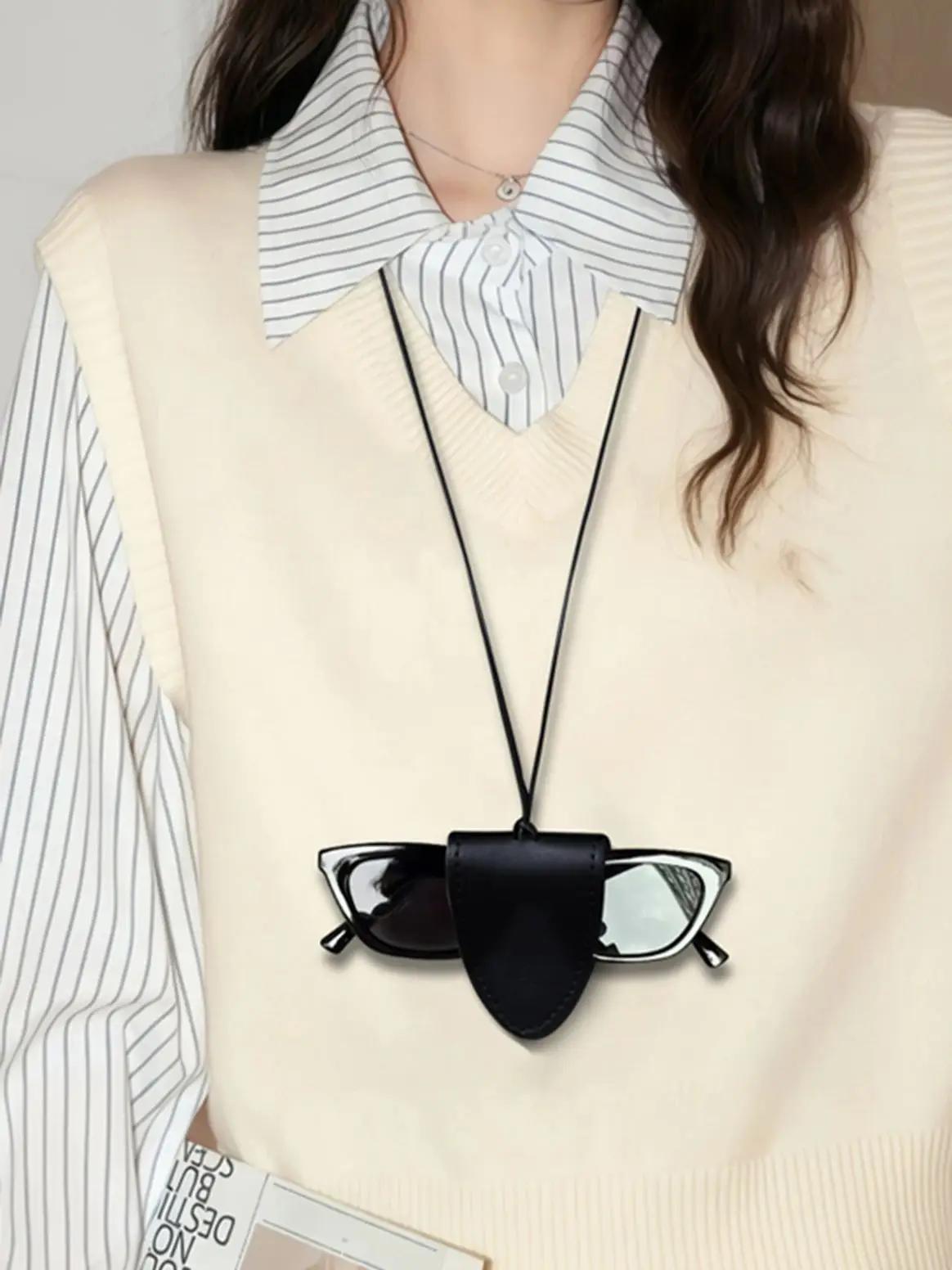 MIYIN portable suspendu cou lunettes sac de rangement pendentif en cuir PU voyage lunettes de soleil