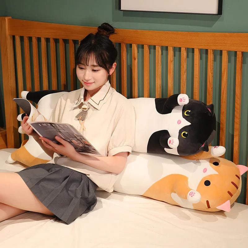 Jouets en peluche chat Long et doux, 50/70/90/110/130cm, joie drôle, Pause, oreiller de sieste au bu