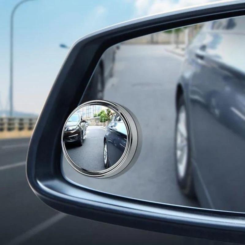 Miroir d'angle mort convexe à cadre rond, 2 pièces, sécurité de conduite, grand angle à 360 degrés, 