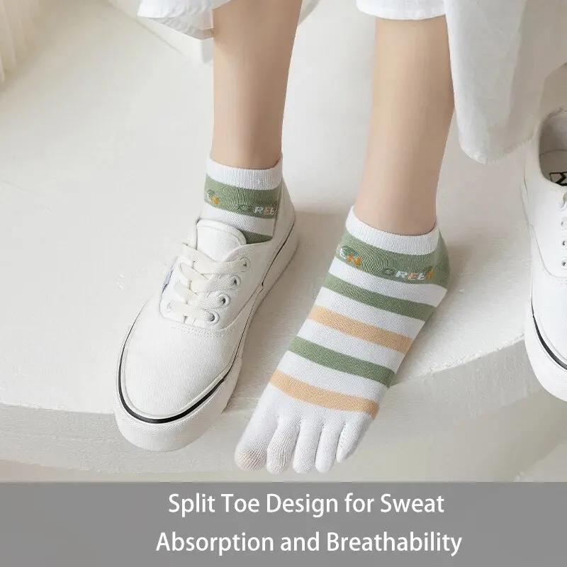 3 paires de chaussettes confortables à cinq doigts pour femmes, mignonnes et douces, à la mode, à ra