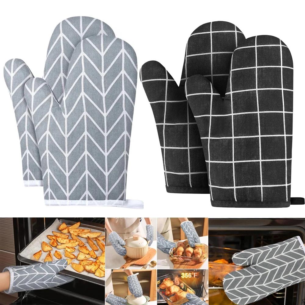 Gants de cuisson pour four, mitaines de four à micro-ondes, gants en lin résistants aux hautes tempé