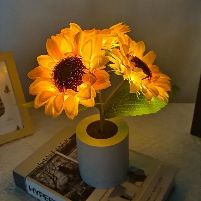 3 LED veilleuse Rechargeable tournesol lumières éclairage intérieur chambre chevet bureau décoration