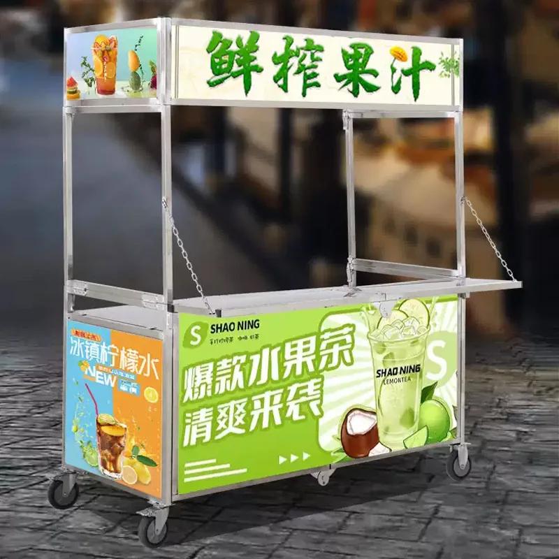 Nouvelle échancrure de vente pliable pour marché de nuit, chariot mobile à pousser avec étagère, ven