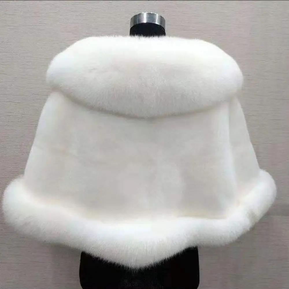 Mode hiver chaud châle épaissir mariée Cardigan Cape manteau fausse fourrure col châle nouvelle écha