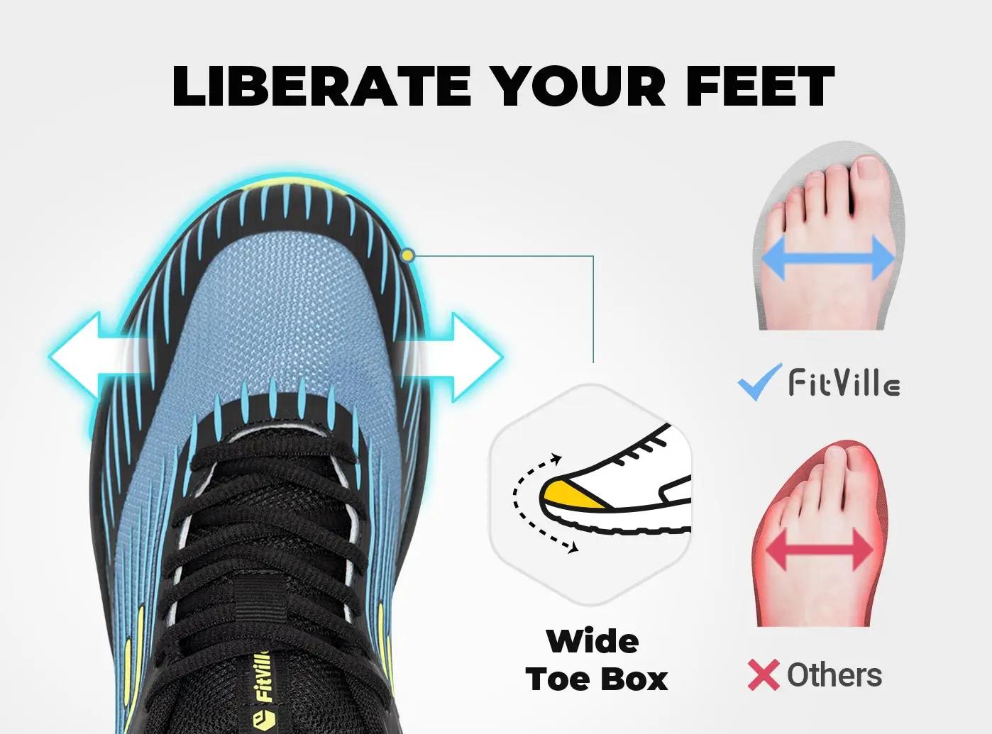 FitVille chaussures de course sur sentier pour hommes baskets d'extérieur large amorti antidérapant 