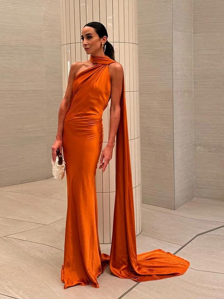 Robe longue dos nu avec ruban de satin pour femme, robes sexy pour femme, robe de soirée élégante po