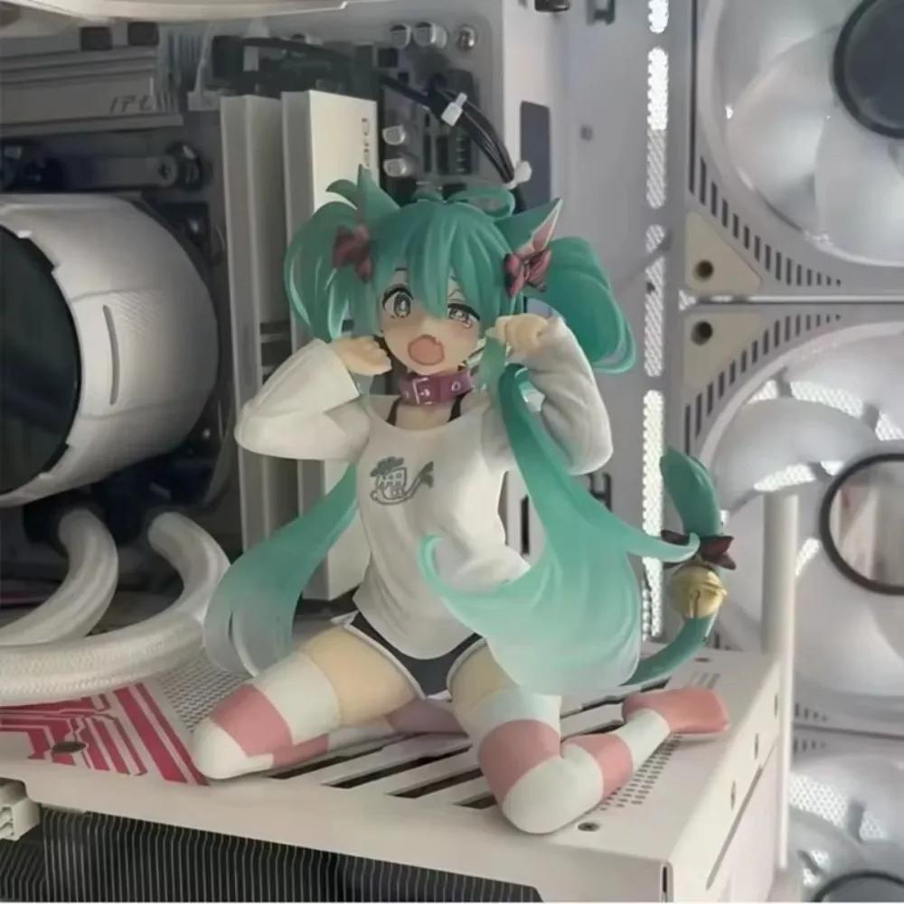Hatsune Miku bureau figurine mignonne 11 cm Neko T-Shirt Ver. Figurine d'anime Kawaii fille modèle j