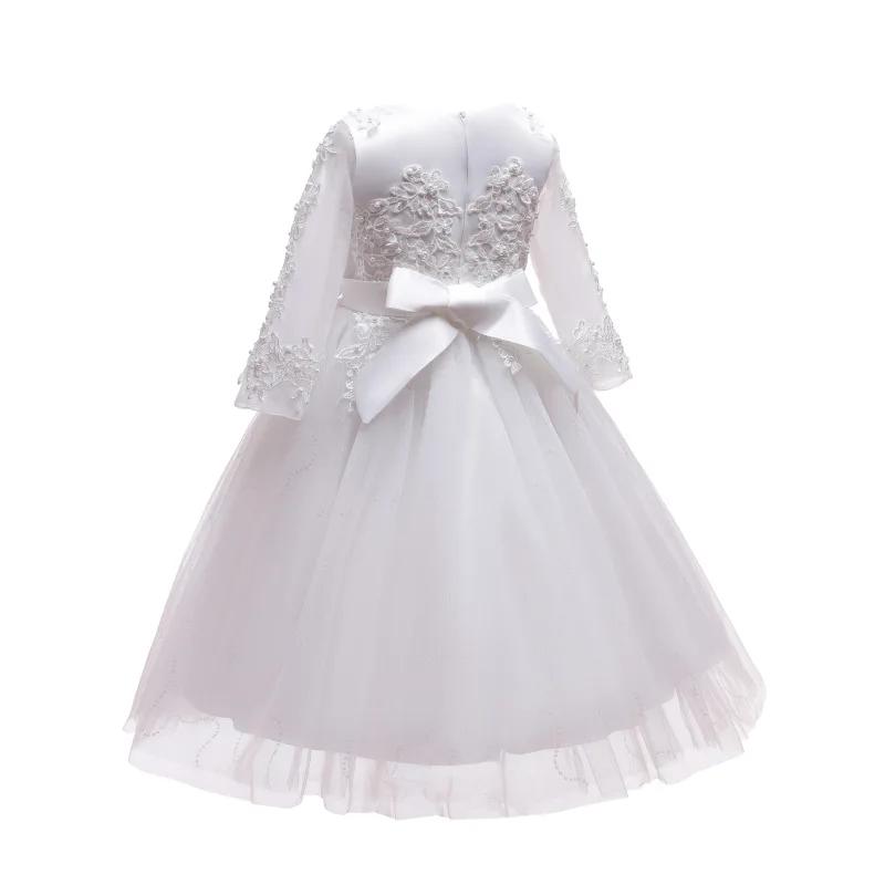 Robe de princesse en tulle à manches longues pour filles, robe de demoiselle d'honneur pour adolesce
