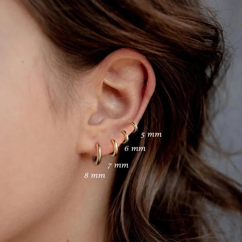 Aide – petites boucles d'oreilles créoles en argent Sterling 925, or Rose, pour femmes et filles, ca