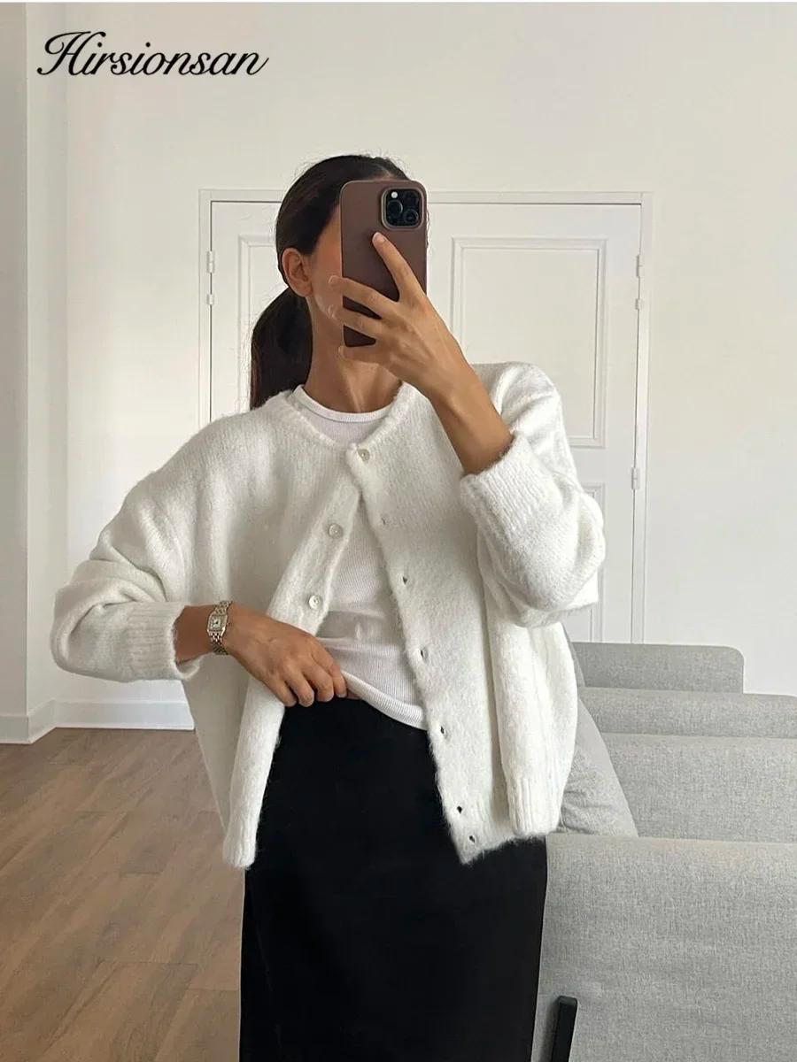 Hirsionsan élégant à manches longues pull femmes 2024 nouveau simple boutonnage femme Cardigan décon