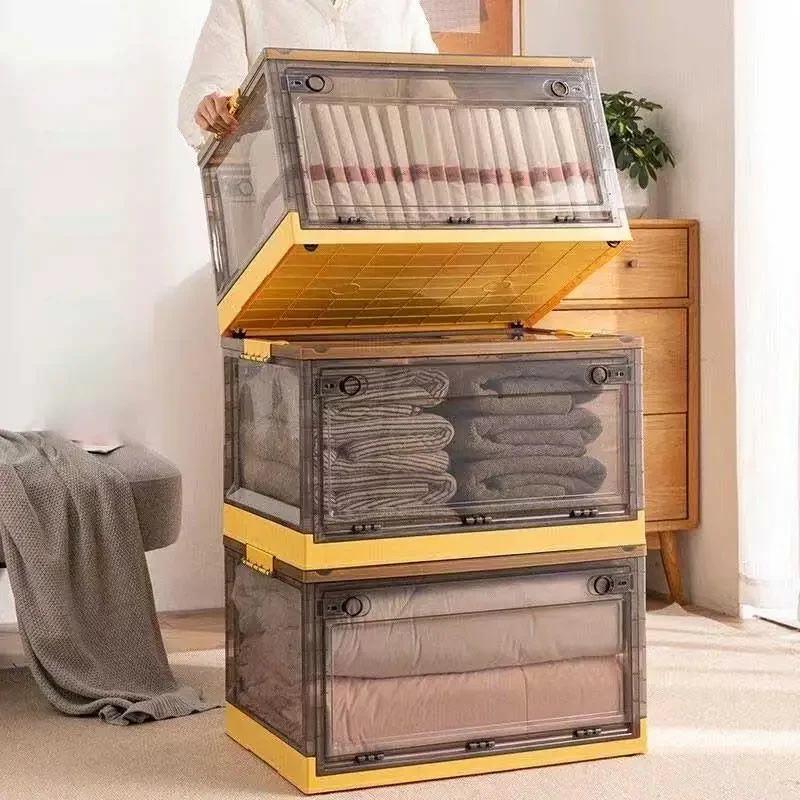 Coffre de rangement pliable, boîte de rangement ouverte, boîte de rangement transparente, organisate