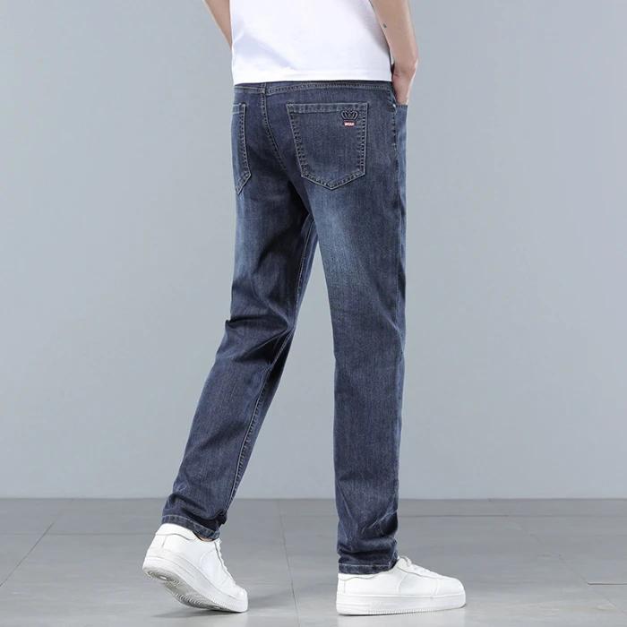    Vêtements de marque, jeans slim pour hommes, printemps-été, décontractés, respirants, en tissu d