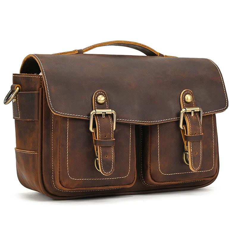 Grand sac messager en cuir pour hommes, sacs à bandoulière en peau de vache véritable, sac d'école p