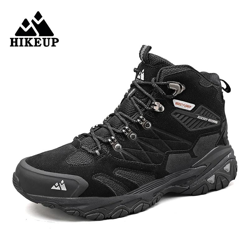 HIKEUP-Bottes de randonnée en daim pour hommes, baskets de trekking en plein air, chaussures de mont