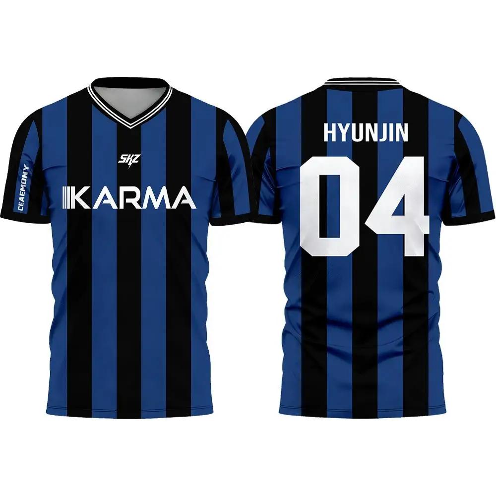 Karma SKZ Hyunjin 04 Maillot de football 3D à séchage rapide pour hommes et femmes, t-shirt pour fan