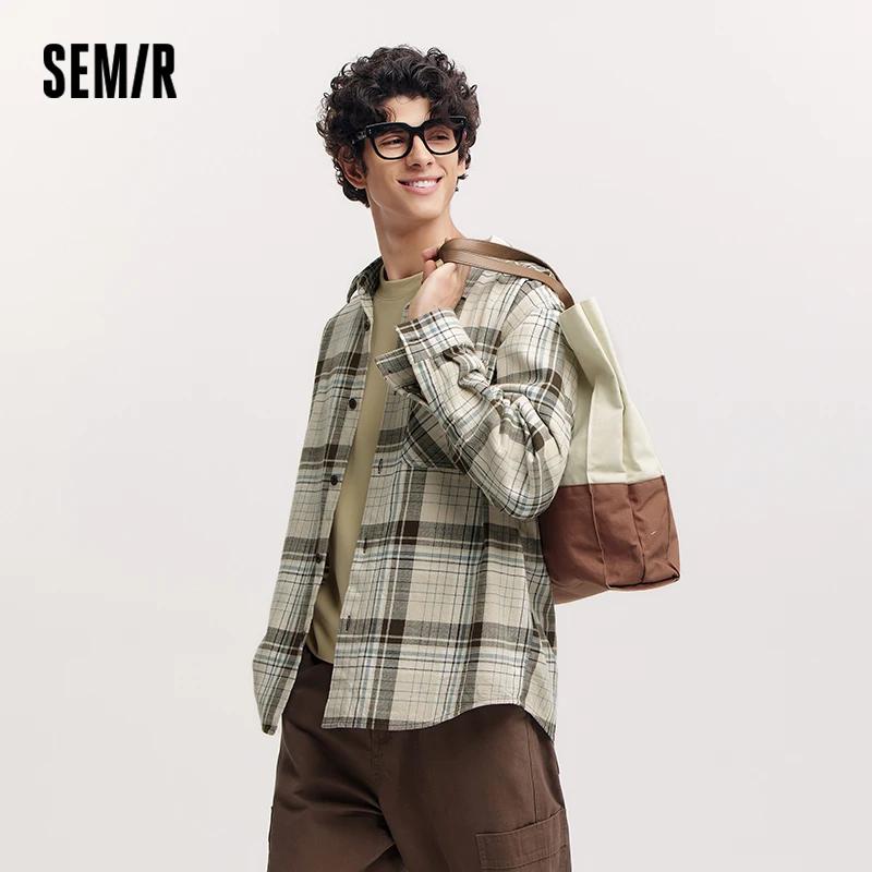 Chemise à manches longues pour homme Semir en pur coton à carreaux, vêtement d'extérieur, nouvelle c