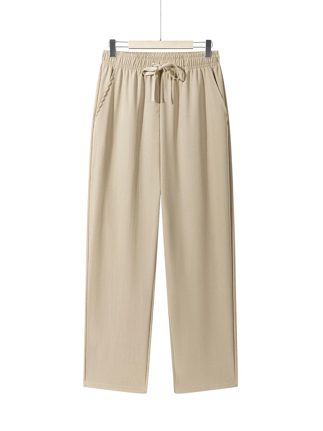 Pantalon léger pour hommes, pantalon de survêtement décontracté, couleur unie, cordon droit, respira