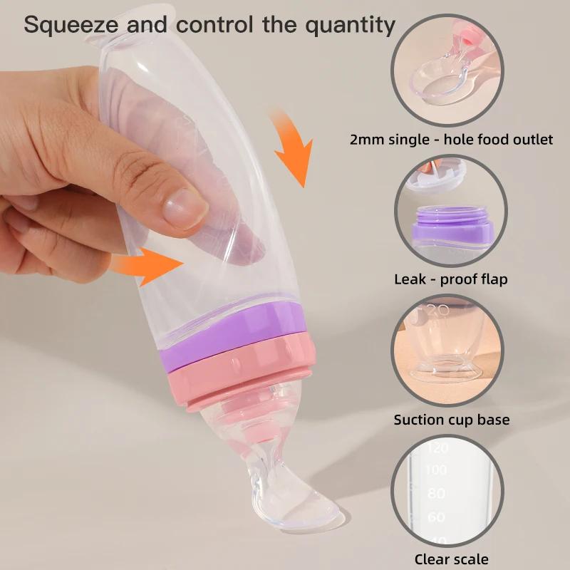 Mangeoire à presser en Silicone liquide pour bébé, 120 ml/4oz |   Distributeur de purée de fruits et