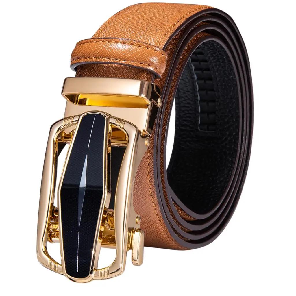 Hi-Tie hommes Orange marron ceinture pour jean nouveau jaune vert bleu cuir jean ceintures mode Cowb