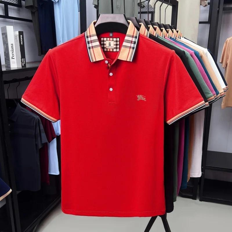 Luxe marque soie coton manches courtes polo shirt mode Paul pony broderie hommes t - shirt été confo
