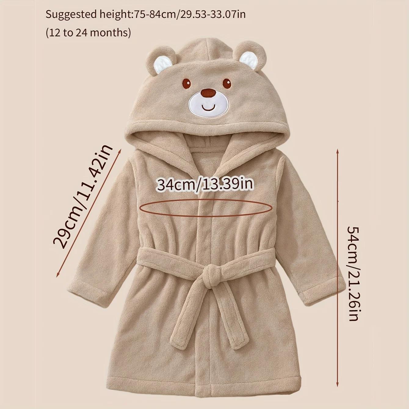 Serviette pour bébé à capuche avec ours brodé avec nom personnalisé |   Peluche douce 74-84cm pour 1
