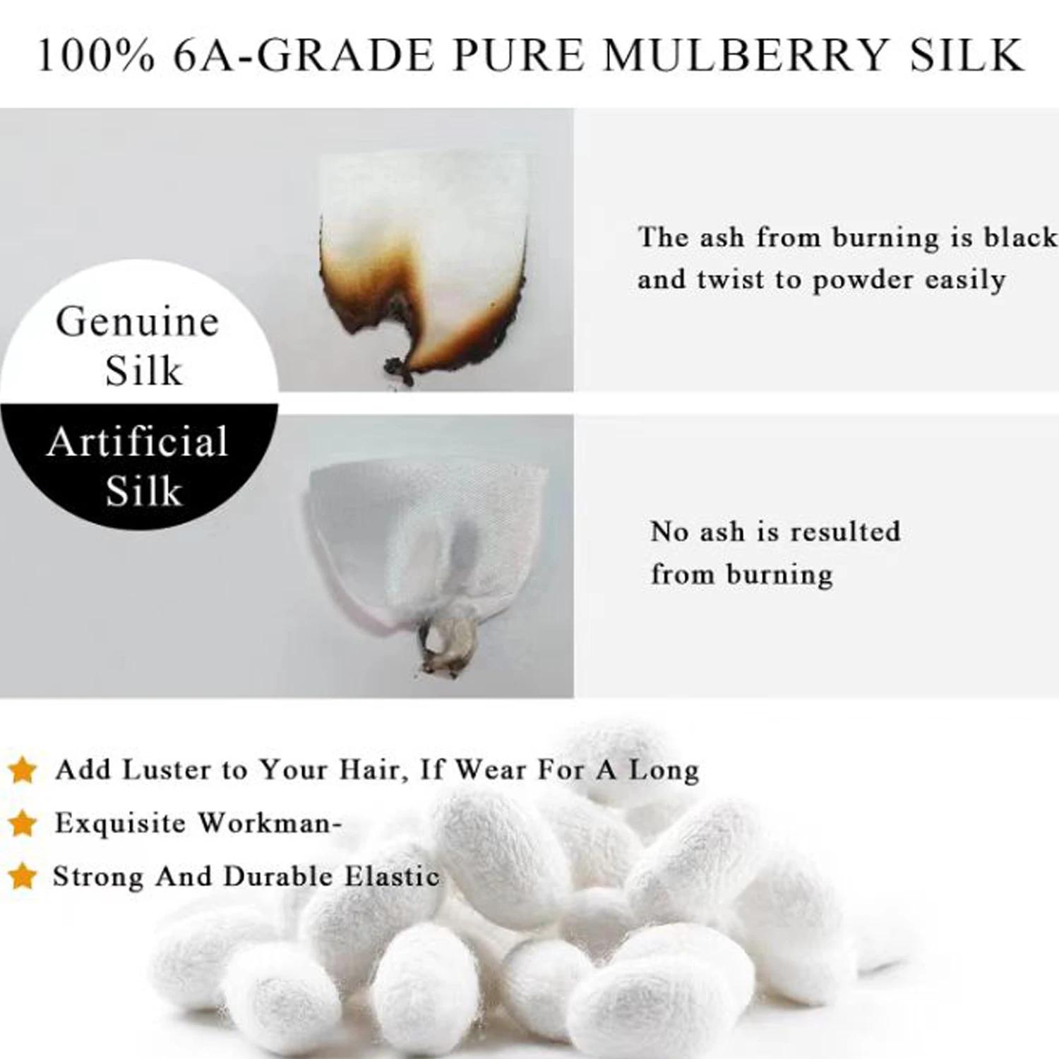Chouchou en soie de mûrier 100% Pure, 3 pièces, bandeaux faits à la main pour femmes et filles, acce