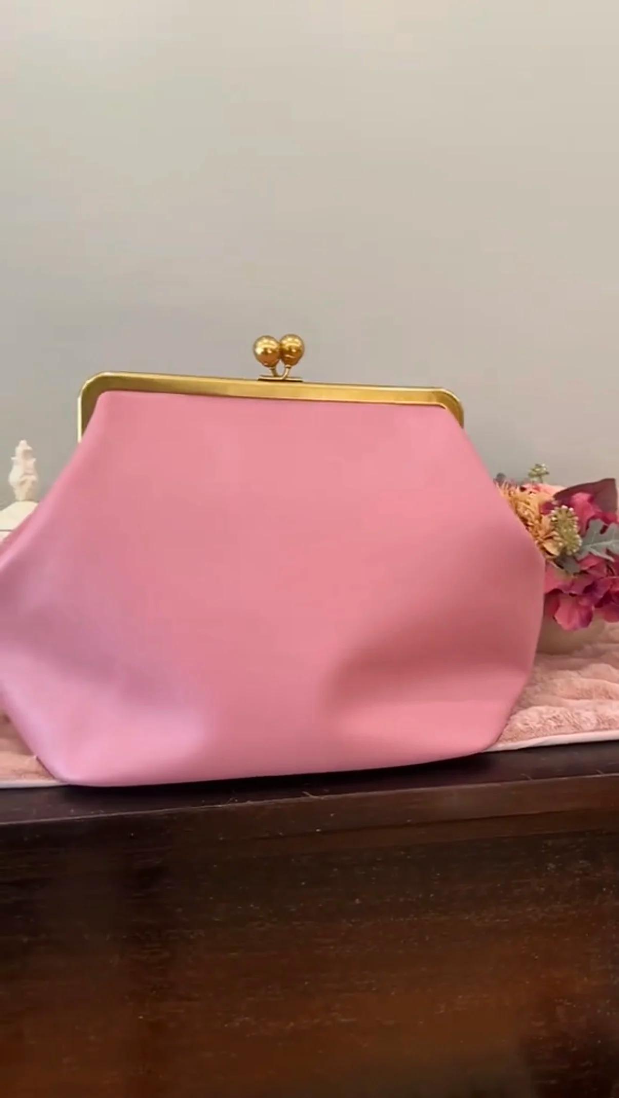 LOST IN VINTAGE sac en cuir artificiel grandes boules baiser-lock grande grande pochette sac à main 