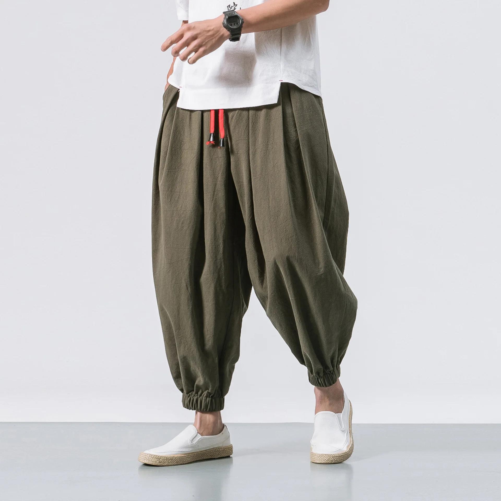 FGKKS printemps hommes sarouel ample lin chinois surpoids pantalons de survêtement de haute qualité 