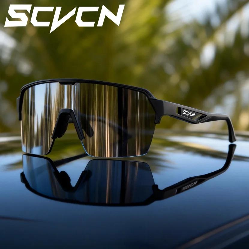 Lunettes de cyclisme SCVCN, lunettes de soleil photochromiques pour hommes, lunettes de sport d'exté