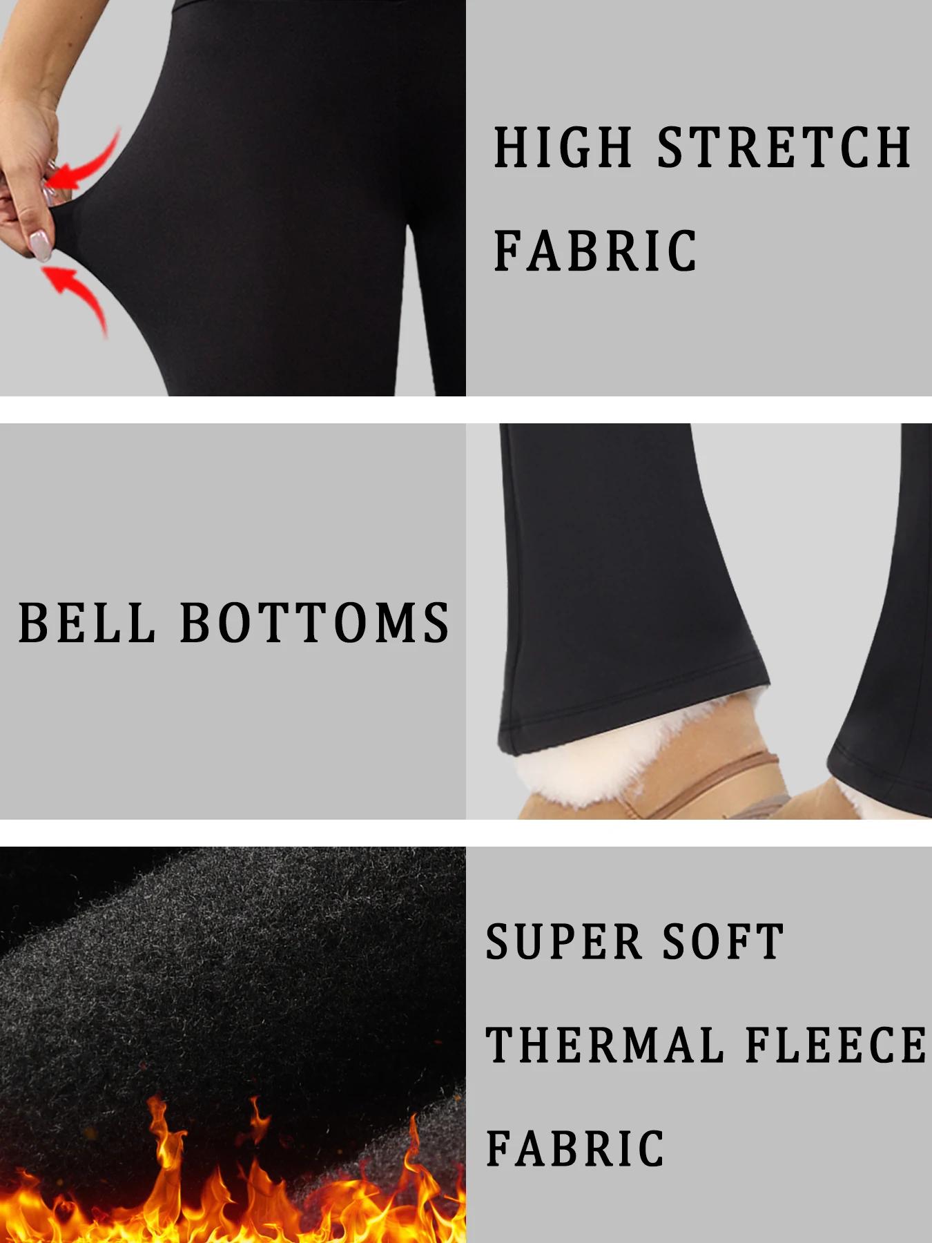 Leggings évasés en polaire taille haute pour femme – Pantalon bootcut super doux avec contrôle du ve