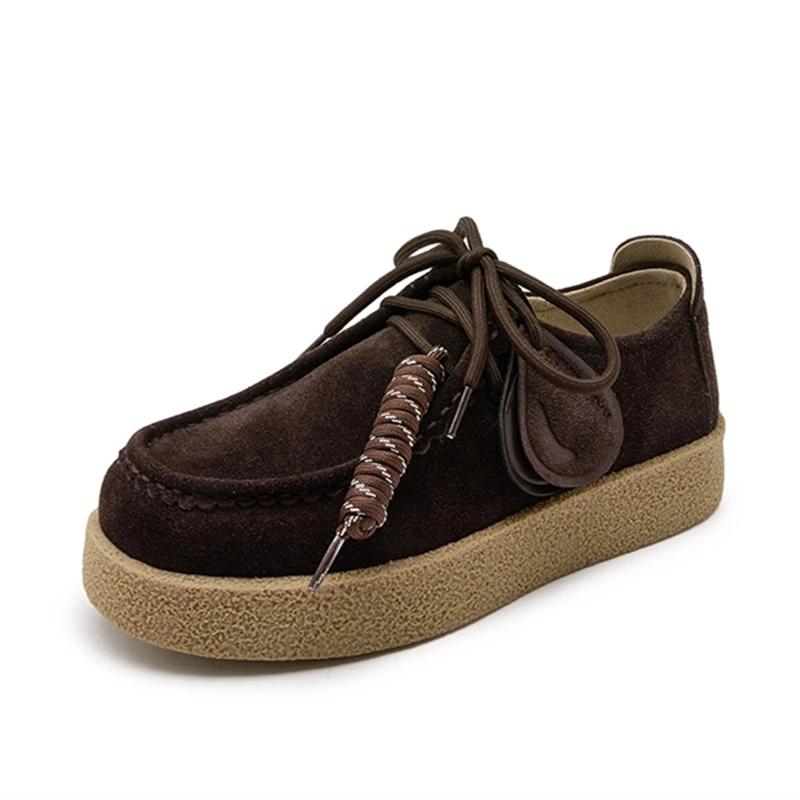 AIYUQI – mocassins en daim et cuir véritable pour femmes, chaussures d'étudiant à lacets de style br