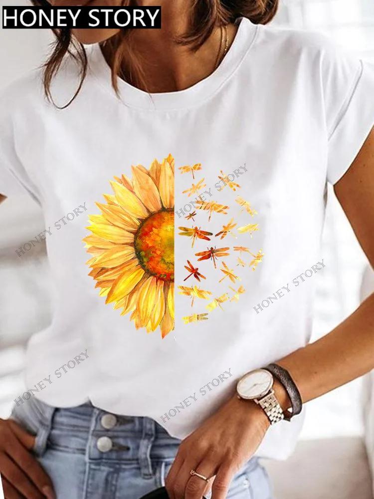 T-shirt manches courtes pour femme, col rond, imprimé papillon, libellule Vive VPN