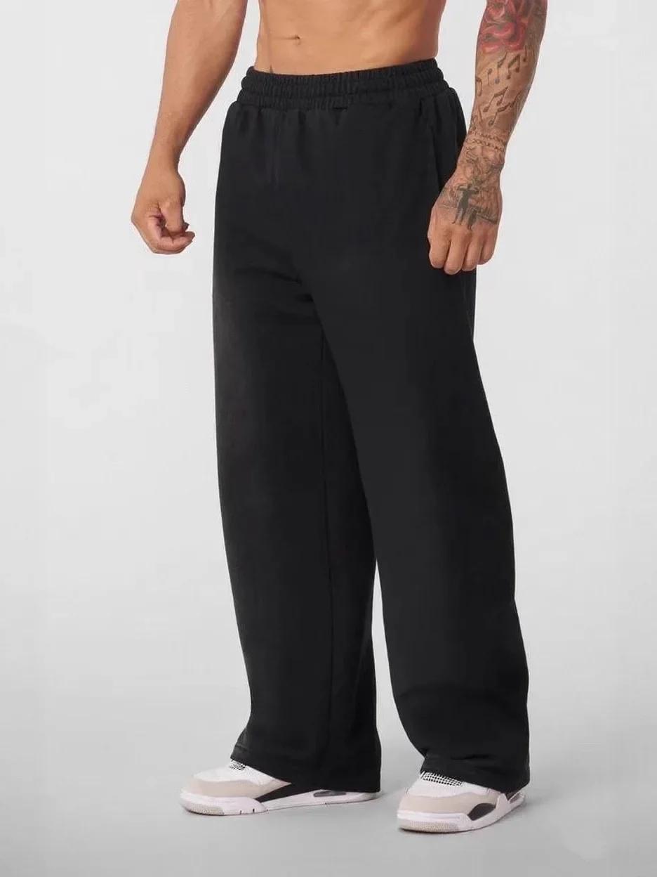 Pantalon de survêtement surdimensionné à jambes larges pour hommes, grande taille, coupe ample avec 