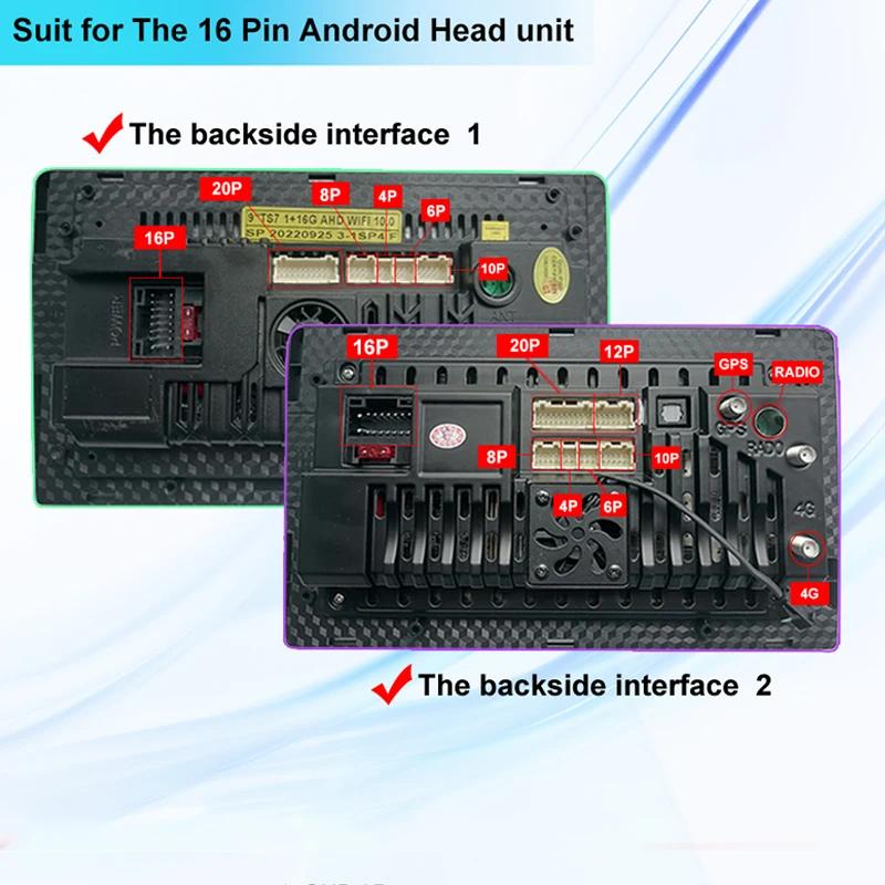 Adaptateur de câble d'alimentation Audio DVD Android 16 broches pour voiture, avec boîte Canbus, pou