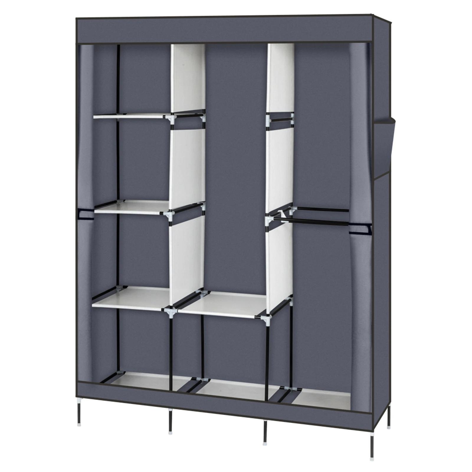 Armoire de rangement portable T1 avec étagère, armoire à vêtements, gris, 71 po