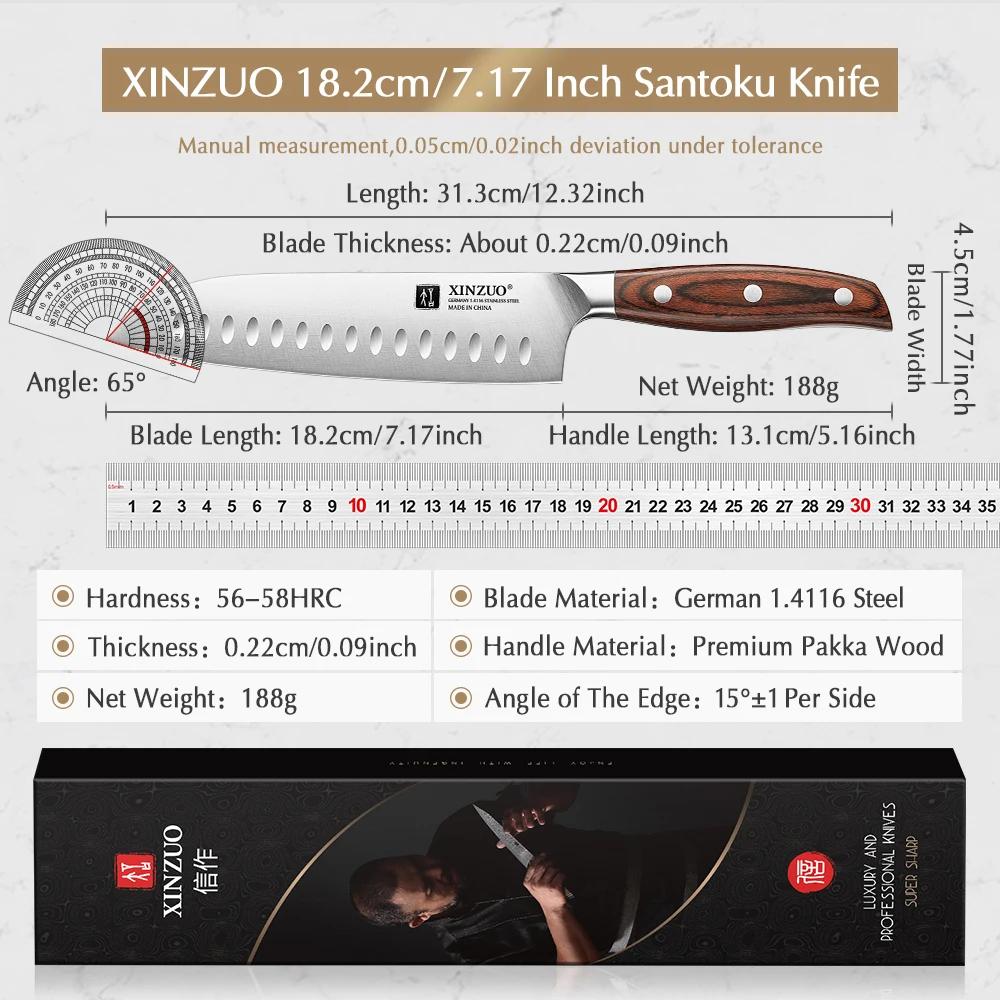 XINZUO couteau Santoku en acier inoxydable de haute qualité, 7.2 pouces, Din 1.4116, couteaux de cui