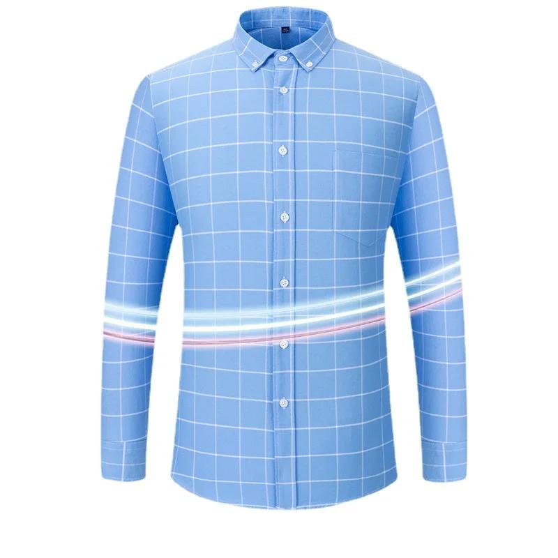 Chemises Oxford 100 % coton pour hommes, manches longues, à carreaux, douces, coupe classique, chemi