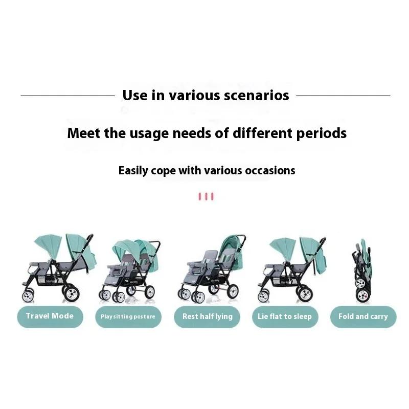 Poussette Double pour bébé Tandem, sièges avant et arrière, légère et pliable, système de voyage inc