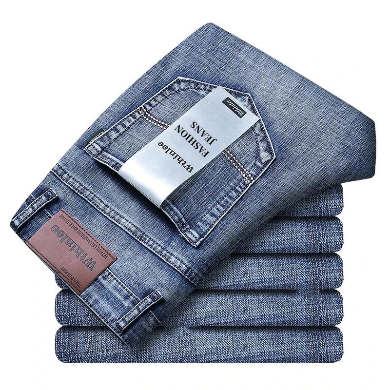 Wthinlee hommes d'affaires jean décontracté droit Stretch mode classique bleu noir travail Denim pan