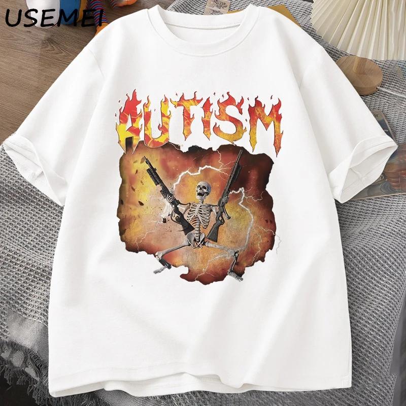 Autiste drôle squelette T-Shirt hommes femmes autisme Meme graphique t-shirts Harajuku mode coton Vi
