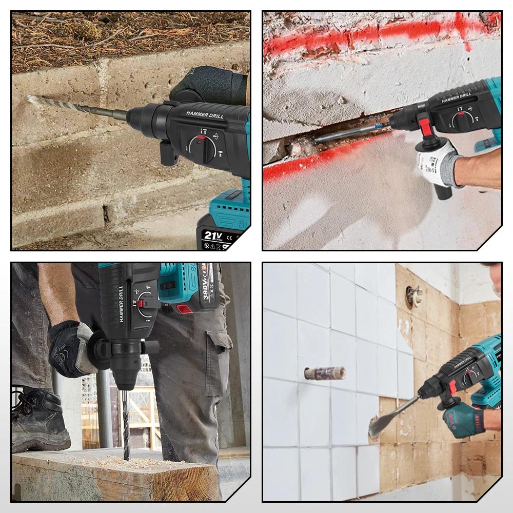 YOFIDRA 26MM perceuse à percussion électrique sans brosse multifonctionnelle rotative sans fil outil