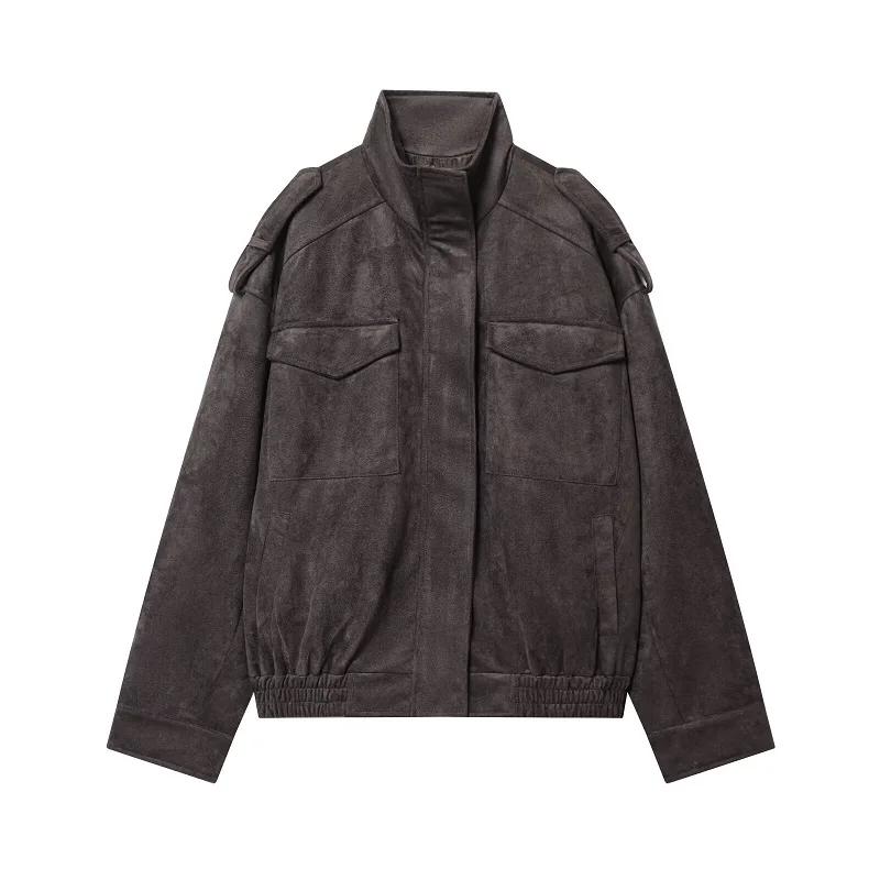MUJER daim Bomber veste femme surdimensionné Demi-saison vestes pour femmes vêtements d'extérieur hi