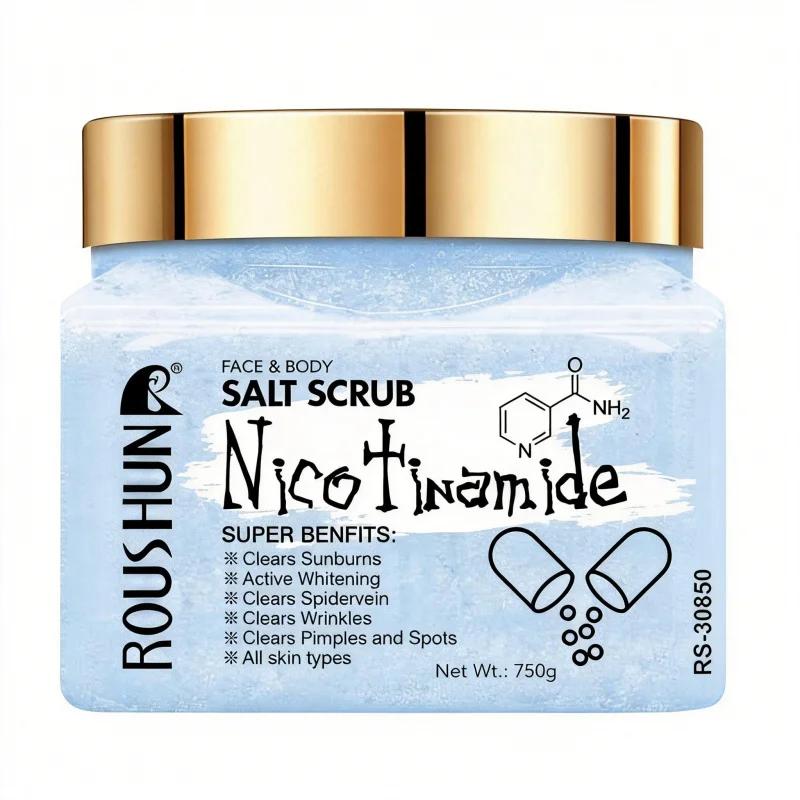 ROUSHUN Gommage au sel de nicotinamide, grand format familial, gommage corporel, nettoyage doux et p