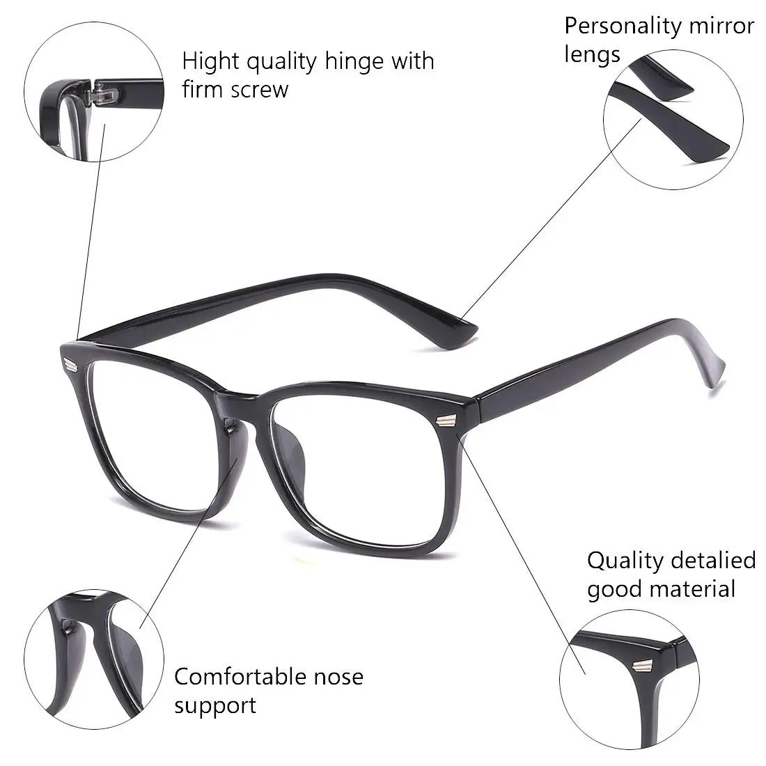 Lunettes bloquant la lumière bleue, lunettes Nerd carrées, cadre anti-rayons bleus, lunettes de jeu 