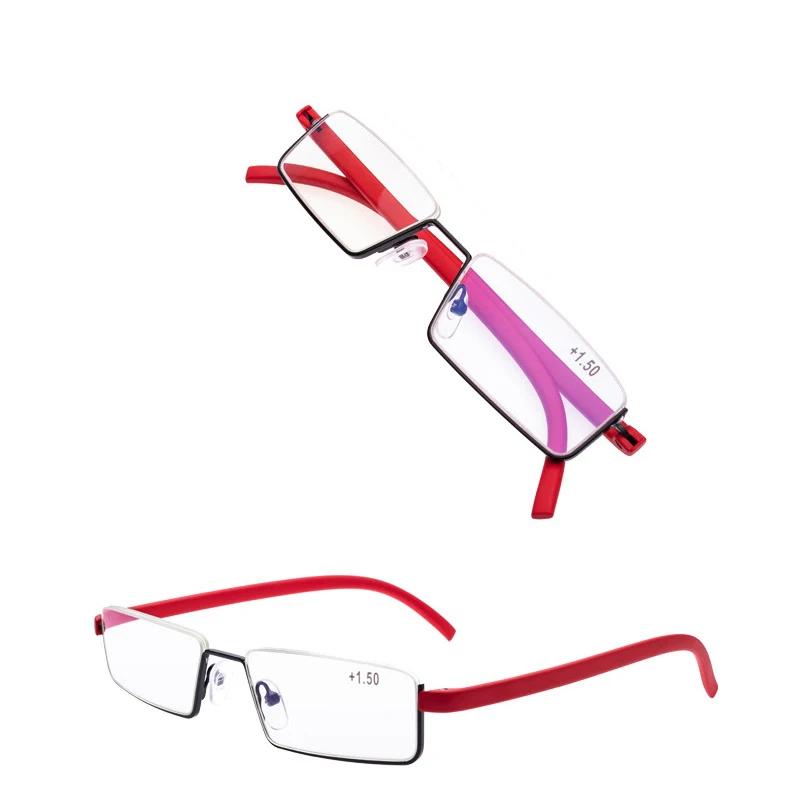 Lunettes de Lecture Anti-Lumière Bleue en Métal, Demi-Monture, pour Homme
