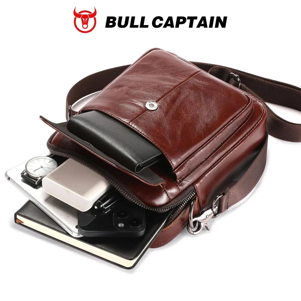 BULLCAPTAIN-Sac à Main Multifonctionnel en Cuir group pour Homme, Sacoche Rétro Décontractée en Peau