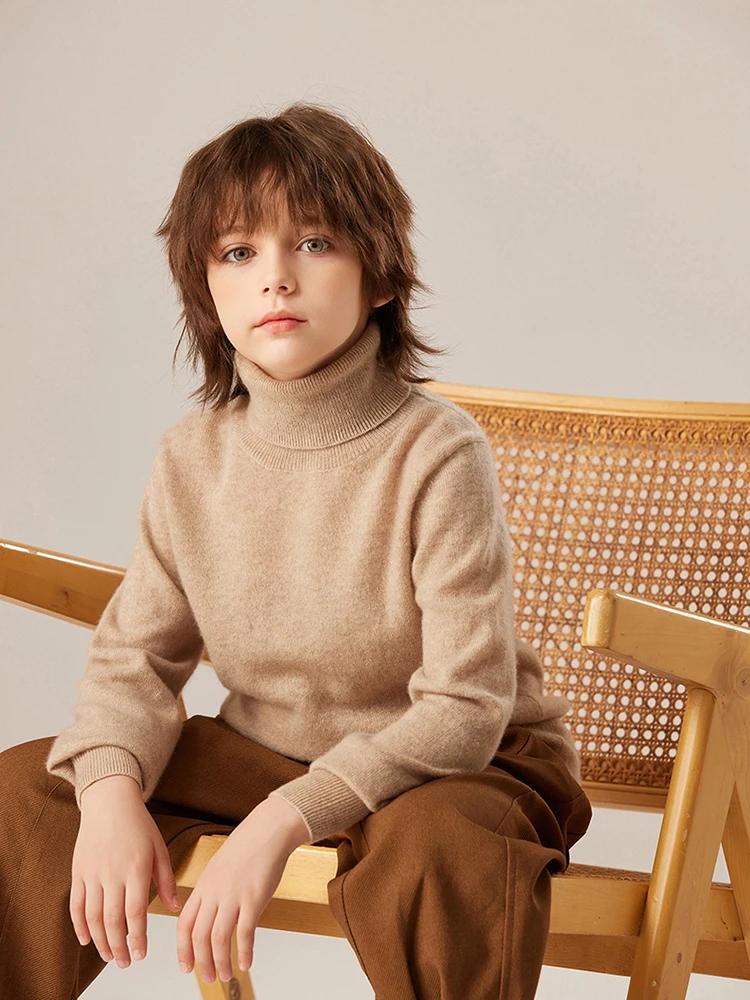 CHICUU enfant 100% pull en cachemire col roulé pull épais chaud basique cachemire tricots enfants ch